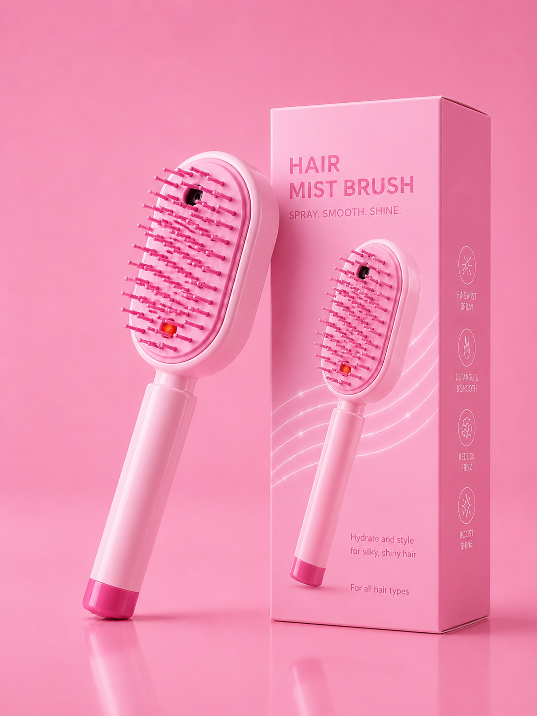 【Fathersdaygift】Multi-Function Hair Mist Spray Comb - Portable Detangling Brush with Fine Mist Nozzle, Refillable with Water, Leave-In Conditioner or Essential Oil, Suitable for All Hair Types